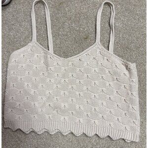 Willow & Wind Crochet Crop Top Women’s Small Beige Summer Beach Boho
